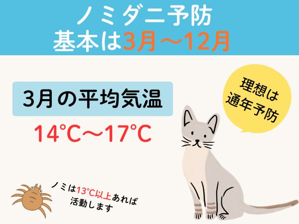 ノミダニ予防は通年投与が安心